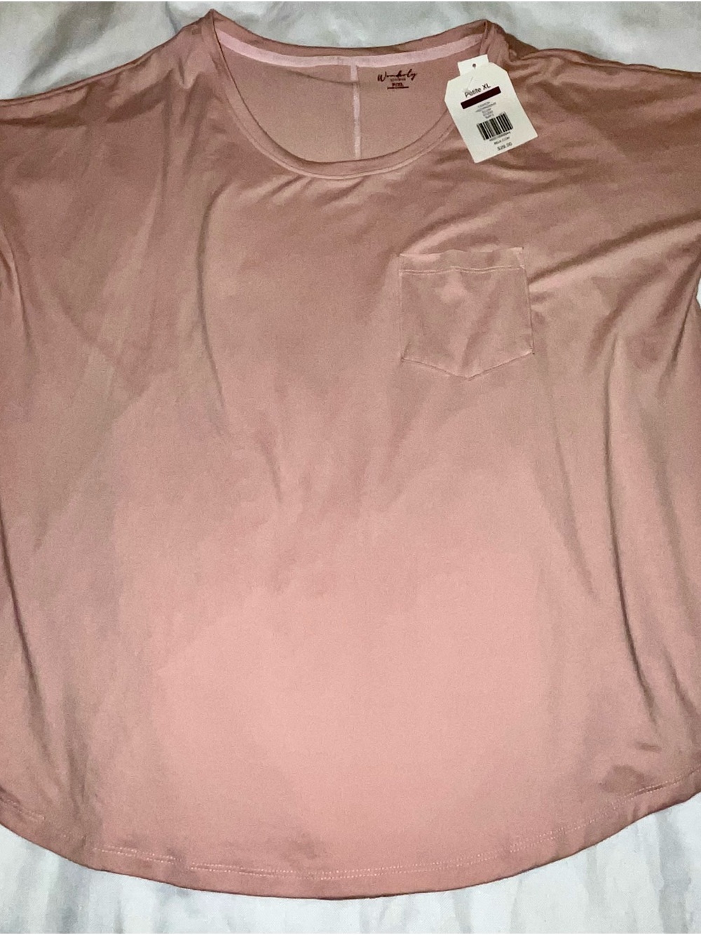Wonderly Blush Pink Short Sleeve Pocket Tee